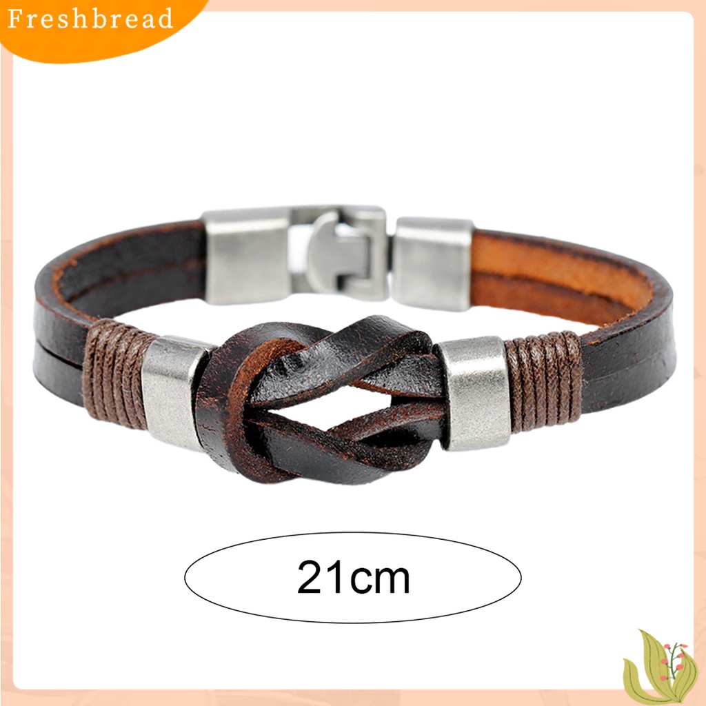 &lt; Freshbread &gt; Pria Gelang Anti Karat Vintage Tahan Lama Ramah Untuk Kulit Individu Hias Kepang Kulit Imitasi Logam Bangle Perhiasan Laki-Laki