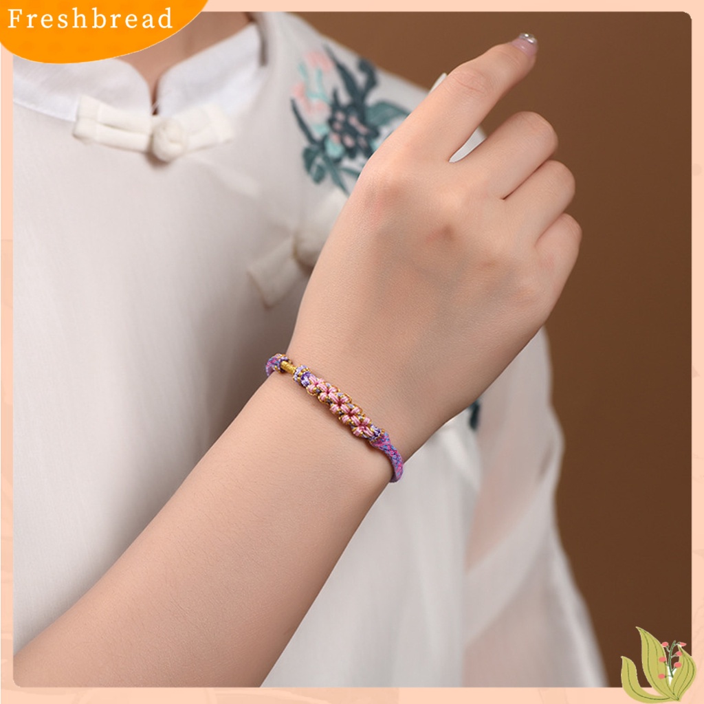 &lt; Freshbread &gt; Wanita Gelang Warna-Warni Peach Bunga Simpul Dikepang Adjustable Hias DIY Liontin Empat-Helai Tali Wanita Tangan Tali Pesona Perhiasan Hadiah Valentine