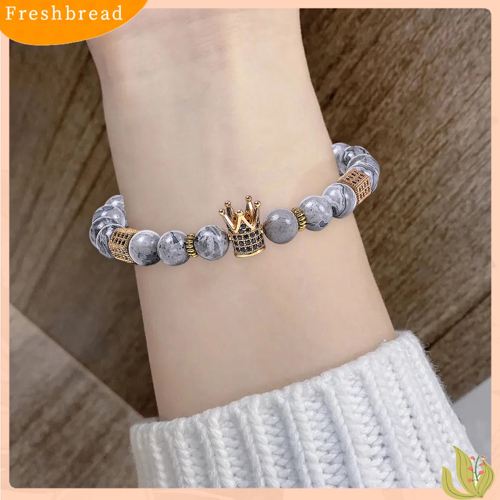 &lt; Freshbread &gt; Pria Gelang Manik-Manik Mahkota Liontin Batu Alam Hexagon Pesona Hias Warna Kontras Unisex Adjustable Wanita Gelang Hadiah