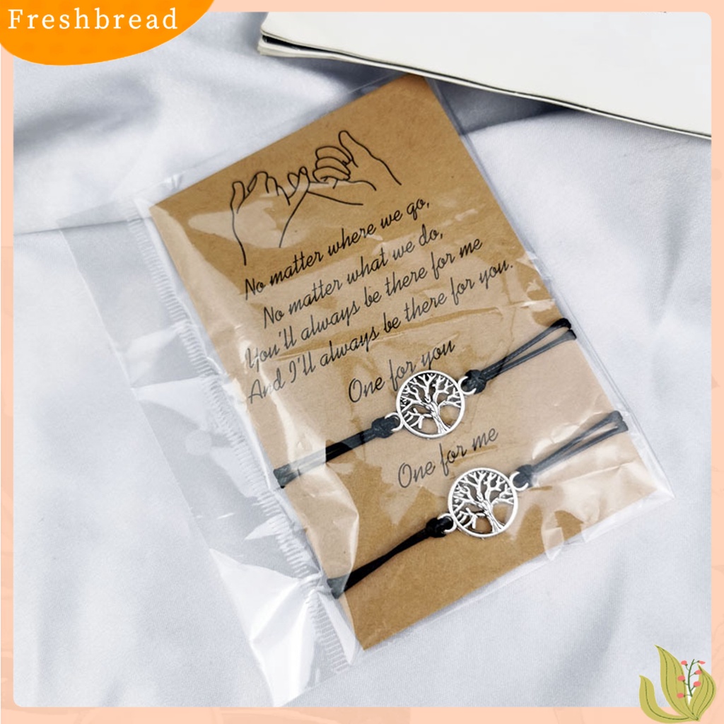 &lt; Freshbread &gt; 2Pcs Couple Gelang Boho Berongga Keluar Elastis Adjustable Tali Tenun Tangan DIY Wish Card Gift Pria Wanita Pohon Kehidupan Pesona Gelang Persahabatan Untuk Pakaian Sehari-Hari