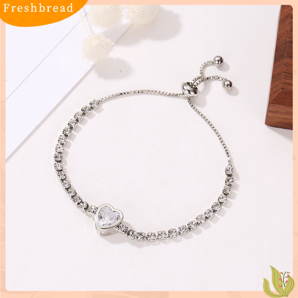 &lt; Freshbread &gt; Gelang Wanita Hati Cubic Zirconia Perhiasan Bersinar Gaya Korea Bangle Untuk Pesta