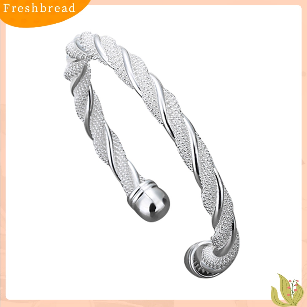 &lt; Freshbread &gt; Fashion Wanita Sederhana Perak Disepuh Twist Cuff Bangle Terbuka Gelang Perhiasan Hadiah