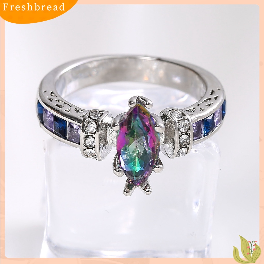 &lt; Freshbread &gt; Wanita Trendi Cincin Warna-Warni Cubic Zirconia Tidak Mudah Pecah Cincin Jari Fashion Mewah Untuk Perjamuan