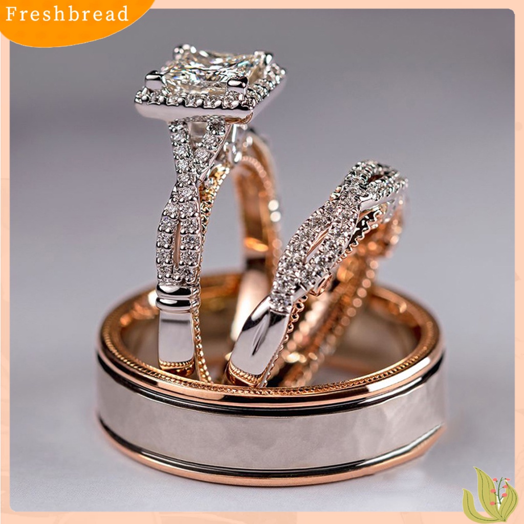&lt; Freshbread &gt; 3 Pcs Wanita Cincin Mewah Geometris Mengkilap Cubic Zirconia Hias Berkilau Hadiah Wanita Lamaran Rings Perhiasan Pernikahan Aksesori Busana