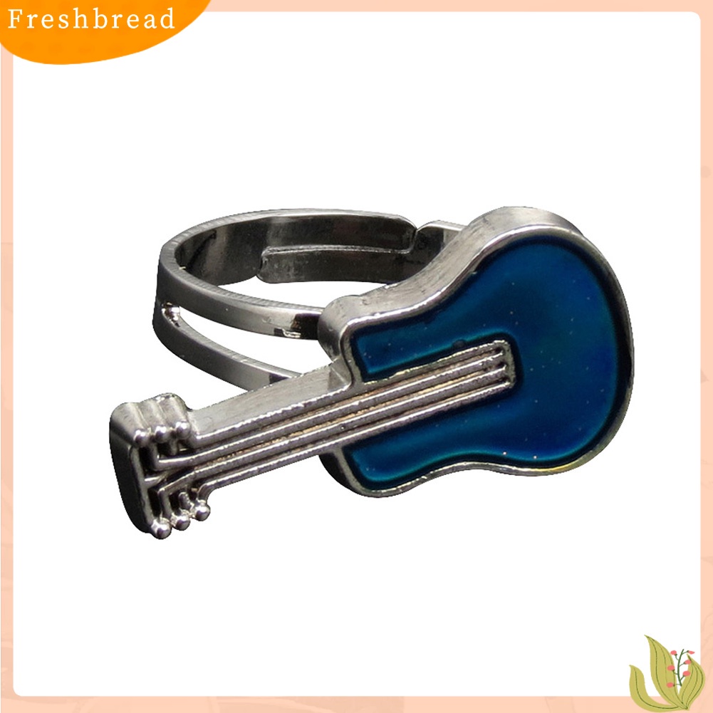 &lt; Freshbread &gt; Kreatif Gitar Suhu Mood Berubah Warna Wanita Cincin Terbuka Perhiasan Hadiah