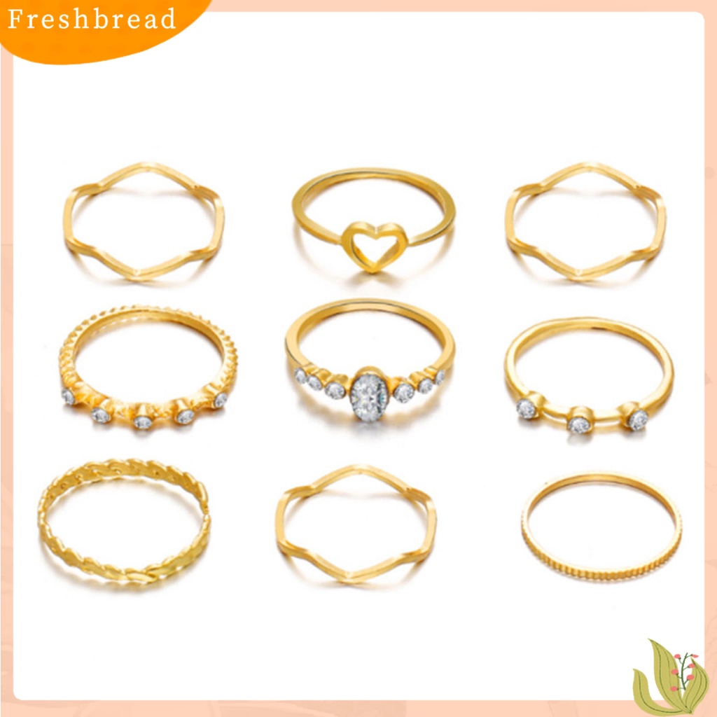 &lt; Freshbread &gt; 9pcs/Set Lady Finger Ring Set Cincin Indah Vintage Simple Kreatif Untuk Hadiah