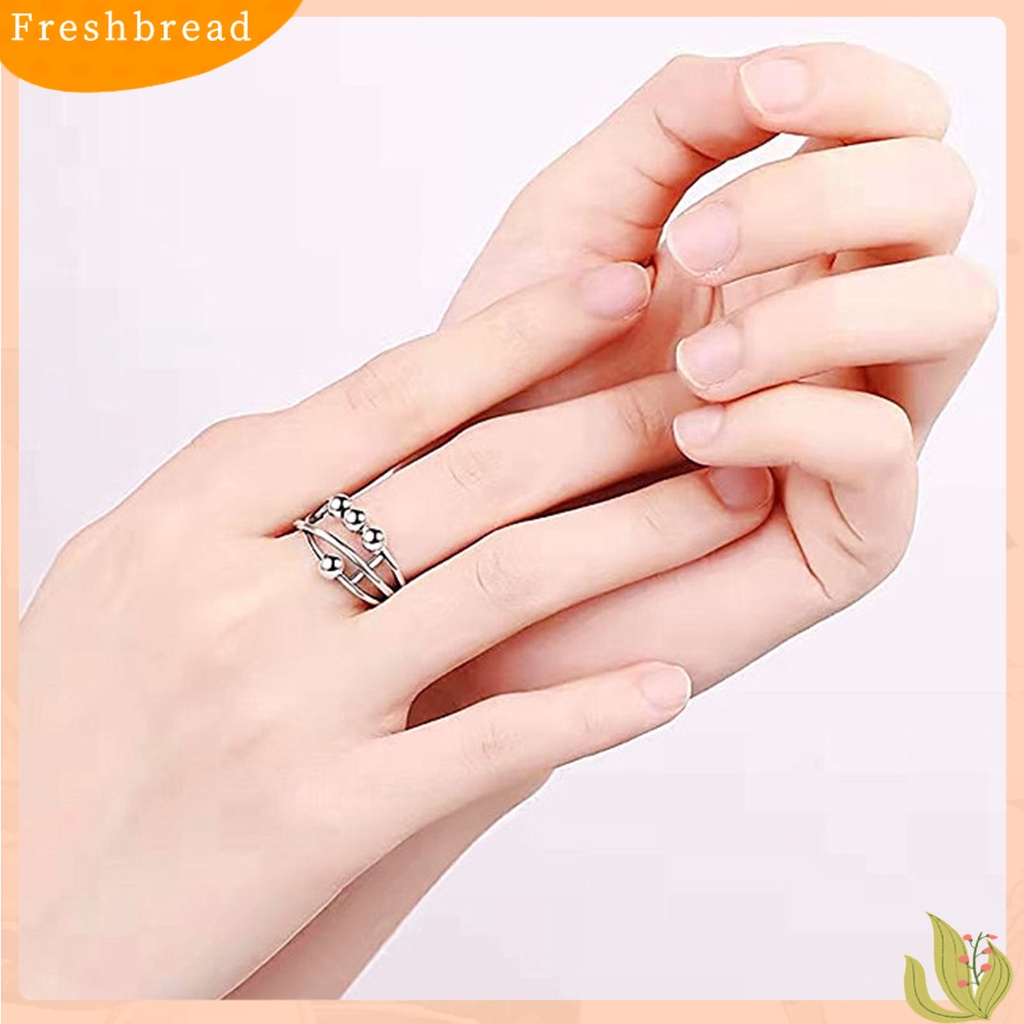 &lt; Freshbread &gt; Opening Adjustable Copper Anxiety Ring Stress Relief Geometris Manik-Manik Wanita Cincin Perhiasan Aksesori