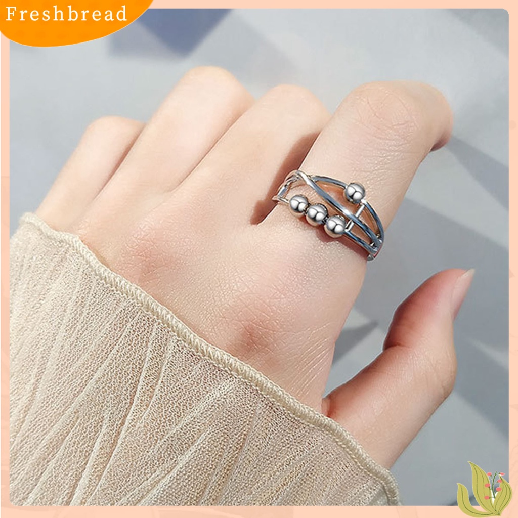 &lt; Freshbread &gt; Opening Adjustable Copper Anxiety Ring Stress Relief Geometris Manik-Manik Wanita Cincin Perhiasan Aksesori