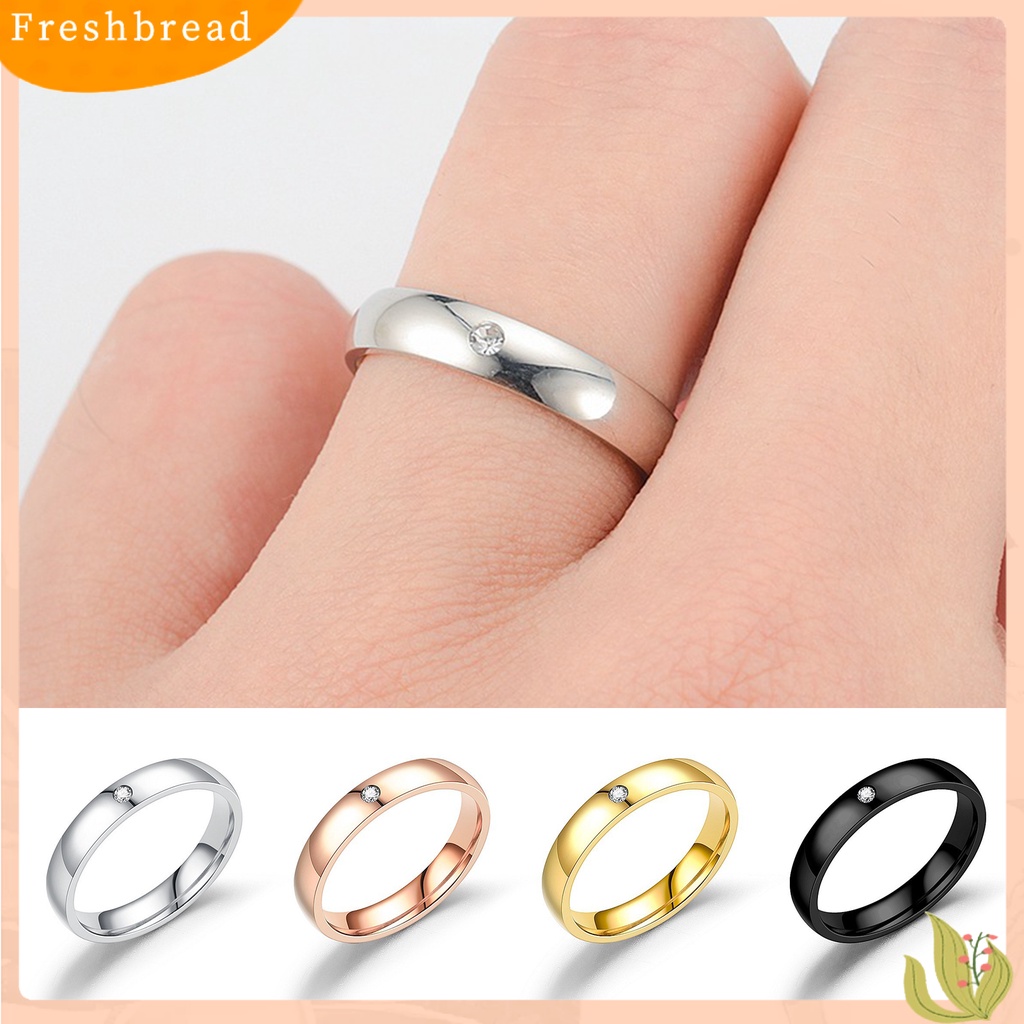 &lt; Freshbread &gt; Wanita Cincin Glossy Geometris Poles Permukaan Electroplating Tidak Luntur Wanita Berlian Imitasi Bertatahkan Pernikahan Cincin Pertunangan Band Hadiah Perhiasan Aksesoris