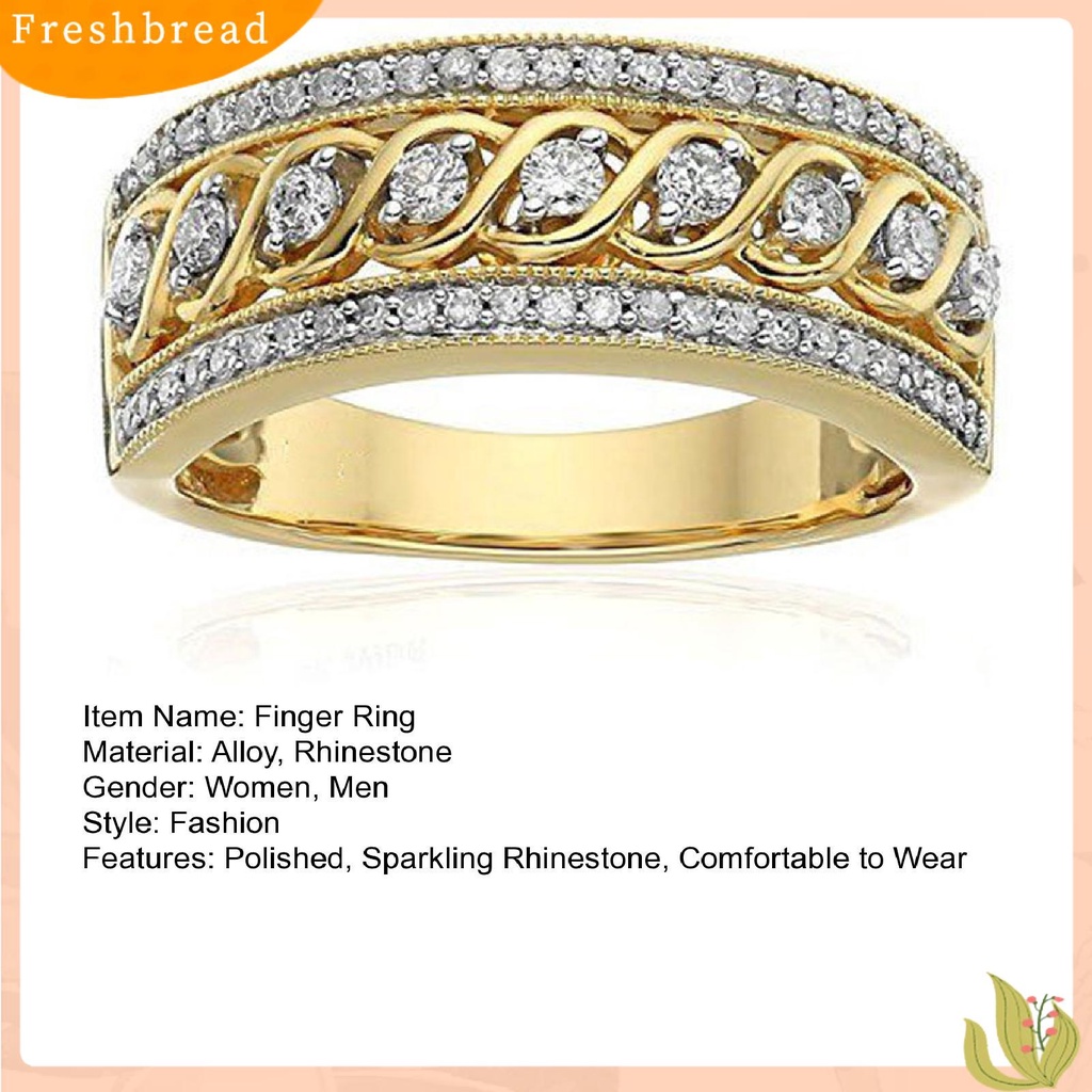 &lt; Freshbread &gt; Wanita Cincin Gaya Barat Berongga Memutar Emas Unisex Bling Berlian Imitasi Pria Jari Cincin Perhiasan Aksesoris