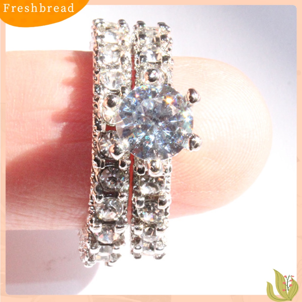 < Freshbread > 1pasang Cincin Wanita Full Berlian Imitasi Hias Tidak Luntur Ringan Simetris Pernikahan Circlet Untuk Ulang Tahun