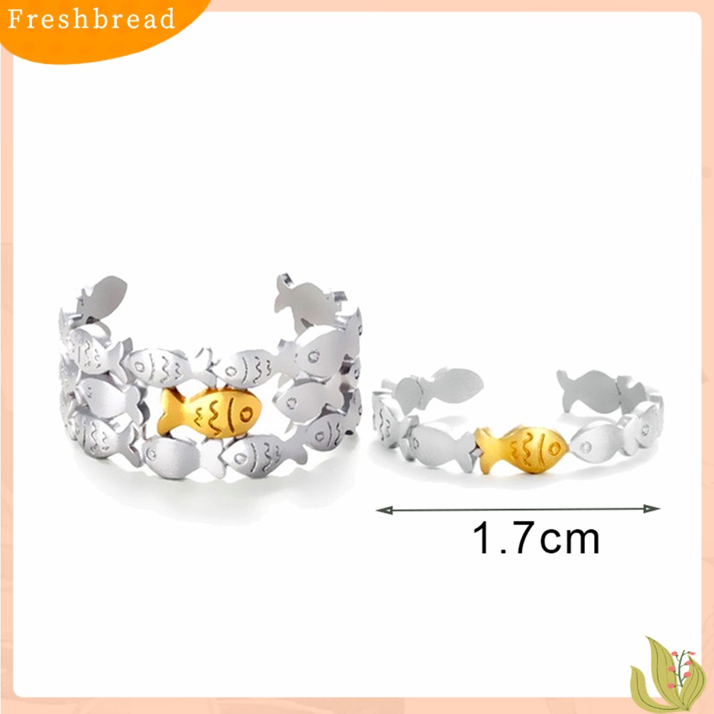 &lt; Freshbread &gt; Ring Adjustable Charming Open Cuff Cincin Ikan Kecil Bergaya Untuk Wanita