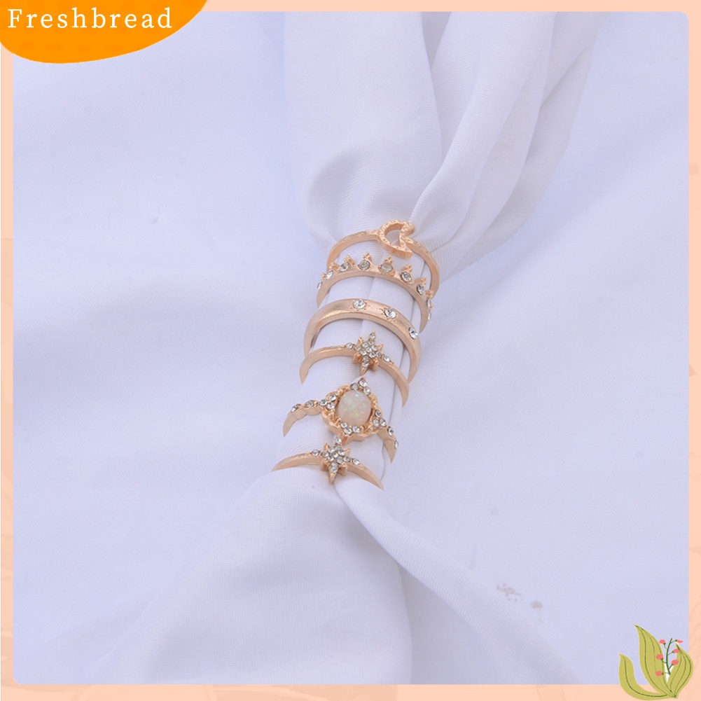 &lt; Freshbread &gt; 13Pcs/Set Boho Wanita Bulan Bintang Mahkota Faux Opal Knuckle Midi Jari Cincin Perhiasan