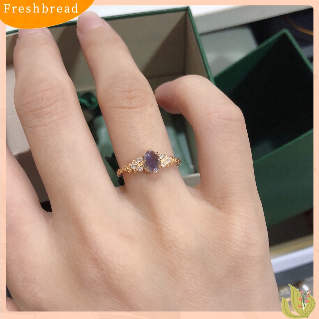 &lt; Freshbread &gt; Wanita Cincin Electroplating Shiny Daun Zaitun Pengerjaan Halus Menawan Dekorasi Unfading Sparkling Cubic Zirconia Engagement Ring Jewelry Anniversary