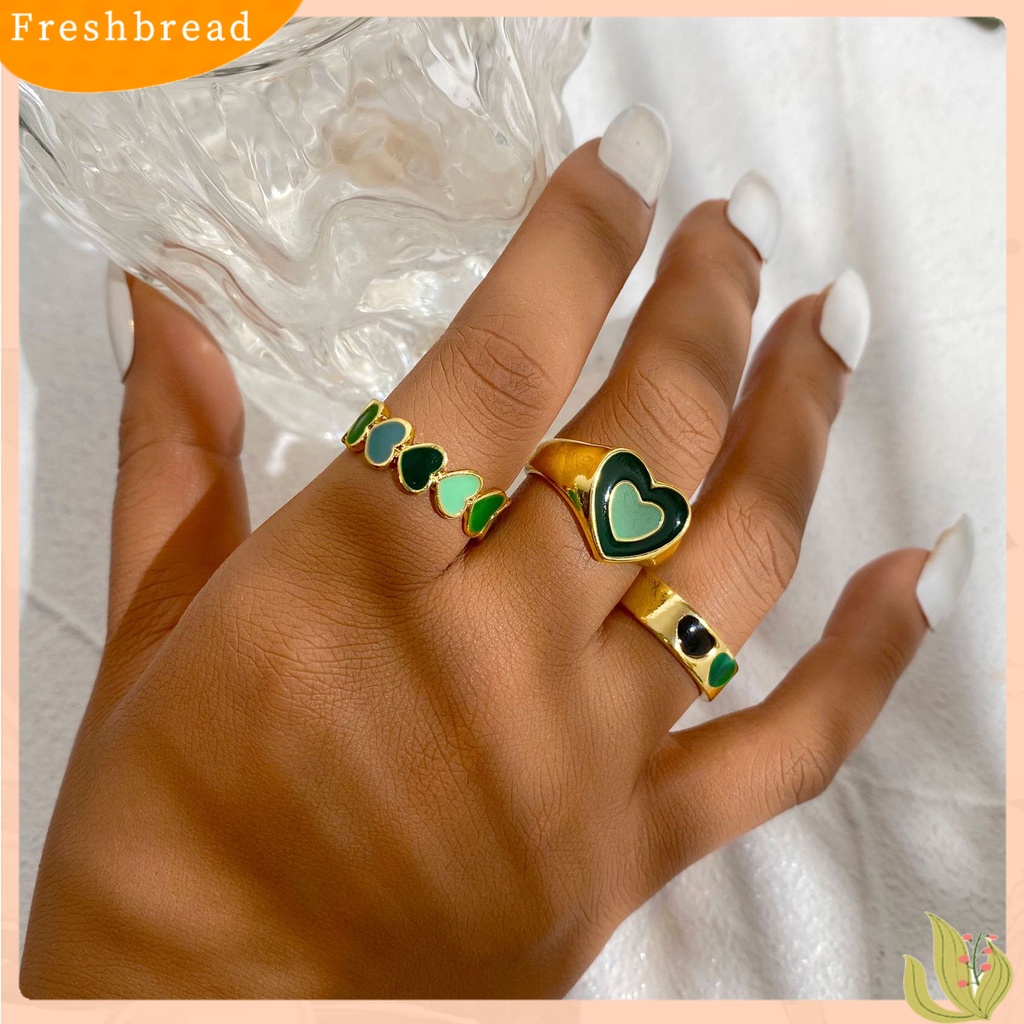 &lt; Freshbread &gt; 1set Cincin Buku Jari Hati Dapat Ditumpuk Wanita Indah Semua Pertandingan Cincin Jari Untuk Pesta