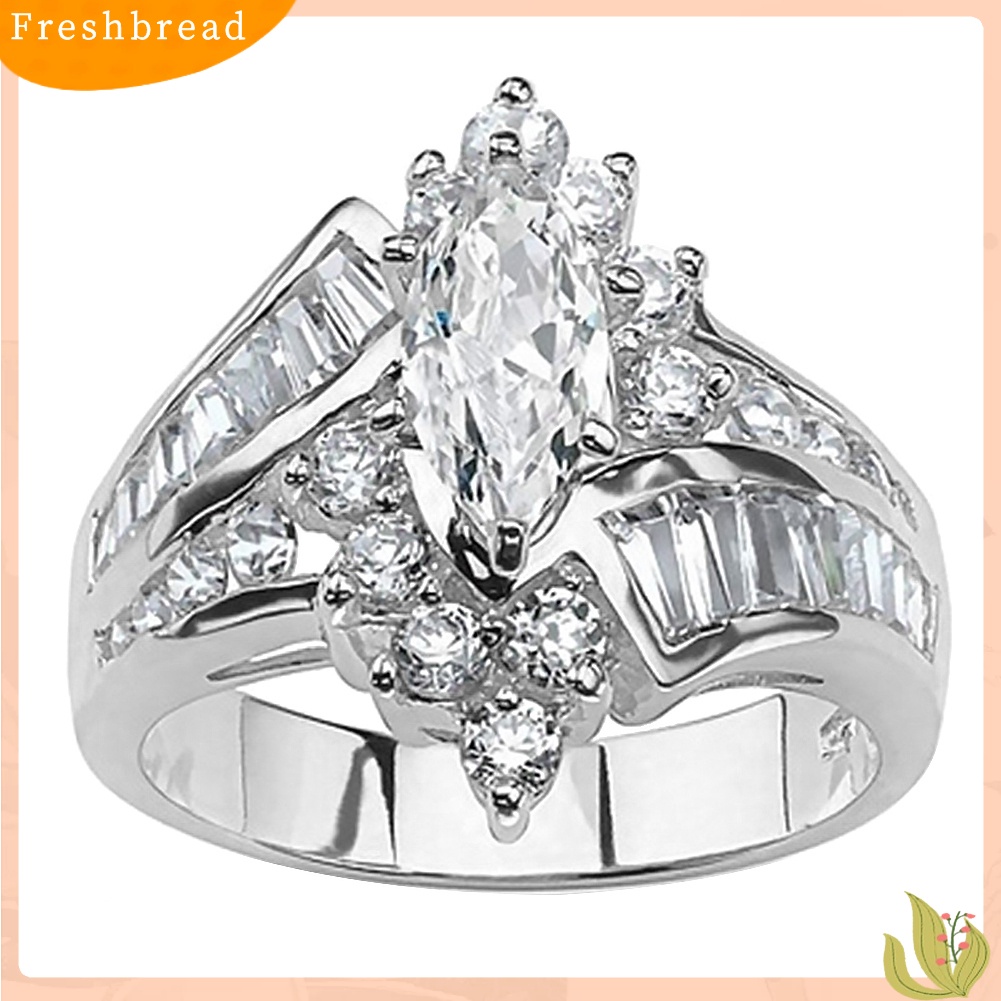 &lt; Freshbread &gt; Wanita Marquise Cut Cubic Zirconia Engagement Anniversary Jari Cincin Perhiasan