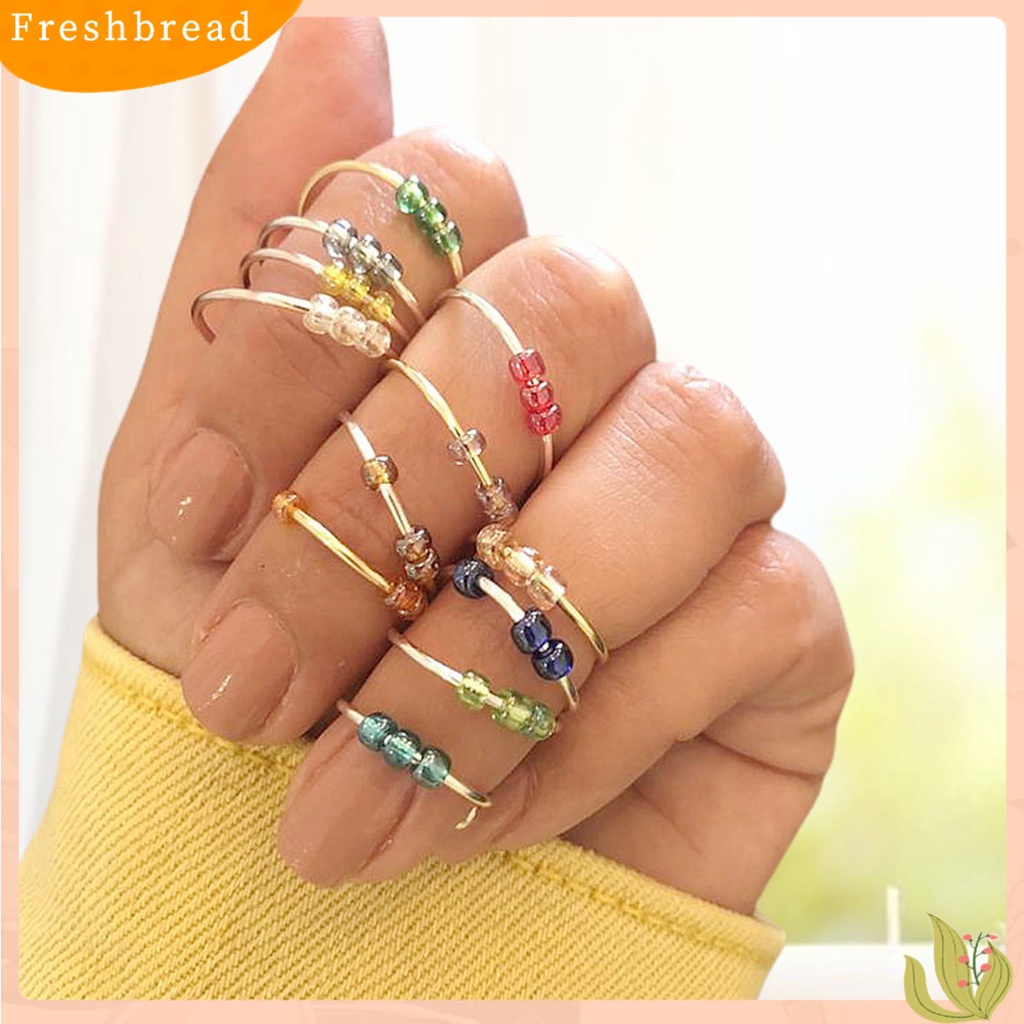 &lt; Freshbread &gt; 5Pcs Manik-Manik Kaca Spiral Coil Tunggal Tembaga Berputar Anti-Stres Pembukaan Fidget Rings Untuk Kehidupan Sehari-Hari