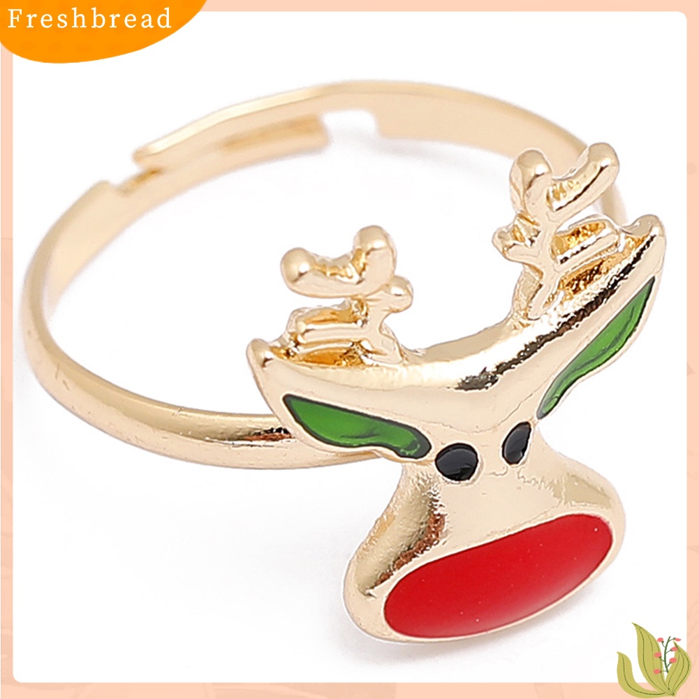 &lt; Freshbread &gt; Perhiasan Natal Paduan Kartun Anak-Anak Snowman Elk Xmas Tree Snowflake Cincin Hadiah