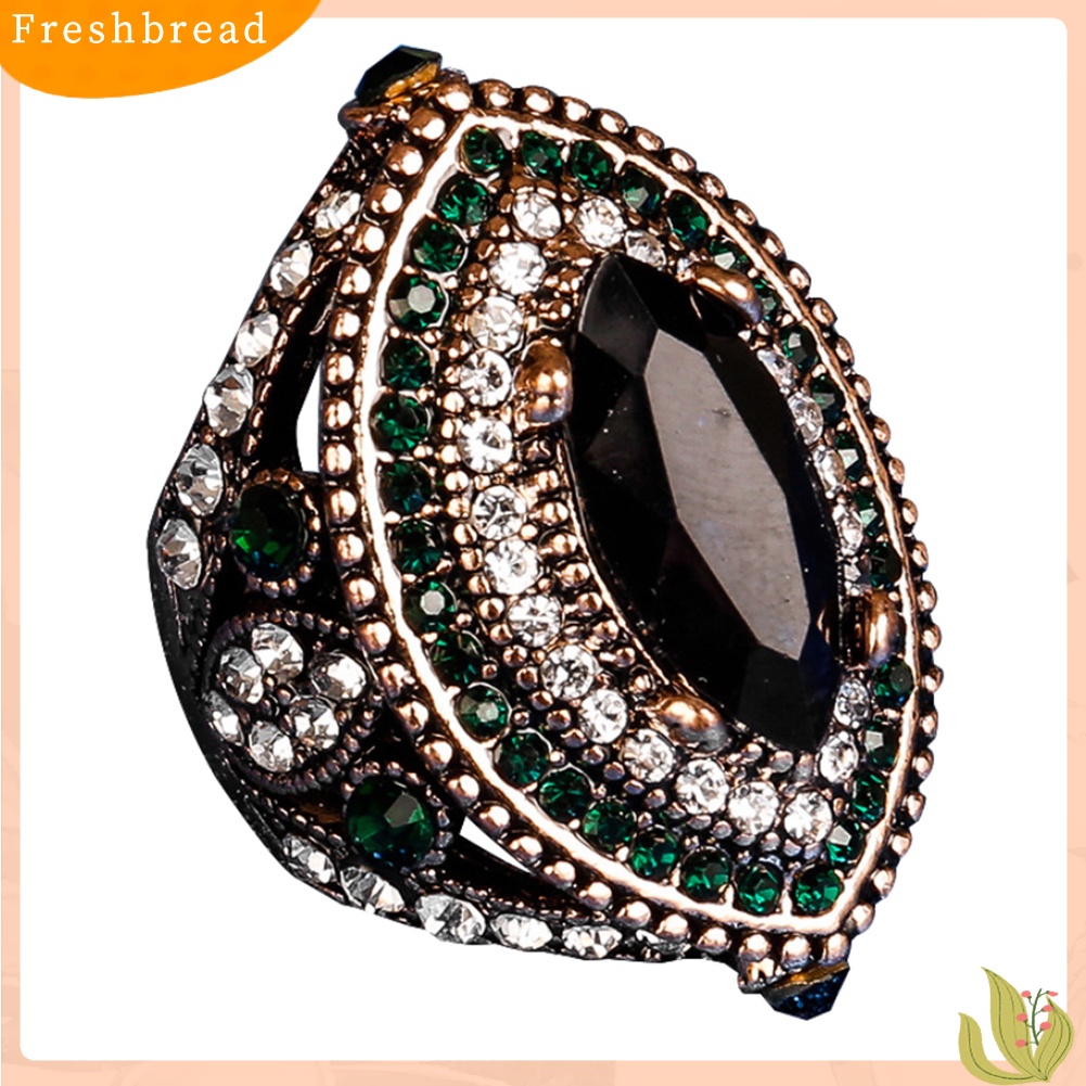 &lt; Freshbread &gt; Mewah Marquise Cut Colorful Berlian Imitasi Bertatahkan Wanita Jari Cincin Perhiasan Pesta