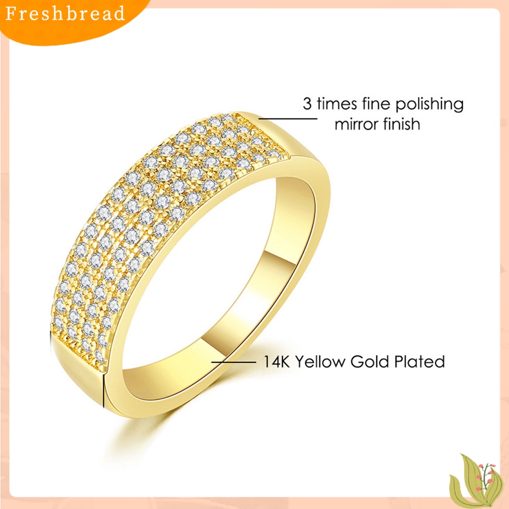 &lt; Freshbread &gt; Wanita Cincin High-end Stainless Indah Antikarat Kokoh Tidak Luntur Berlian Imitasi Mengkilap Permukaan Halus Colorfast Lady Finger Ring Hadiah