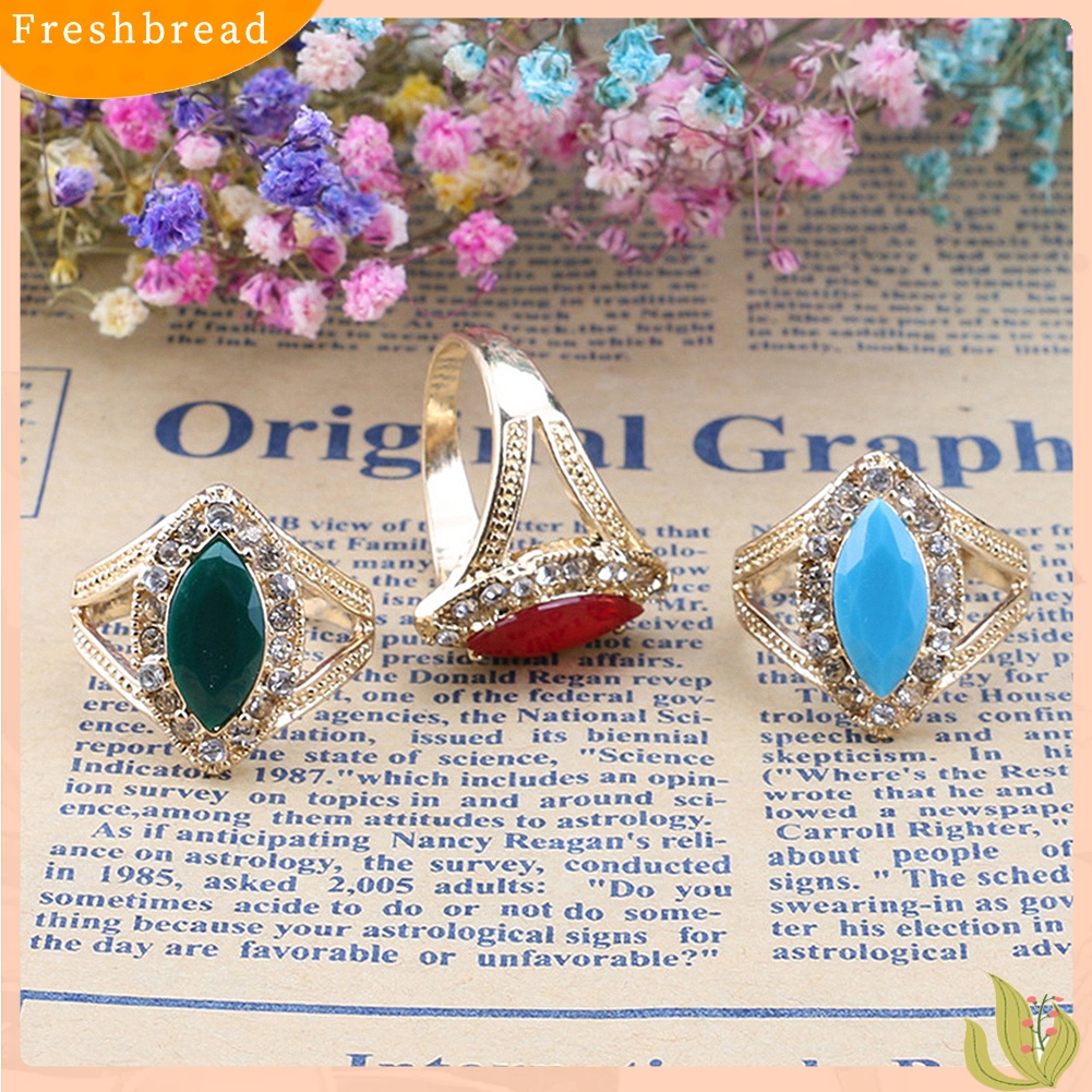 &lt; Freshbread &gt; Vintage Royal Crown Hollow Waterdrop Berlian Imitasi Jari Cincin Pesta Wanita Perhiasan