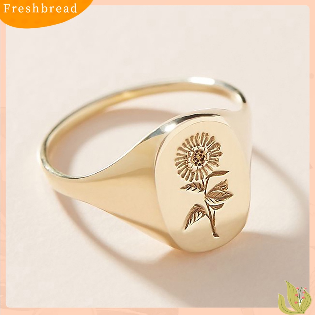 &lt; Freshbread &gt; Wanita Fashion Bunga Matahari Terukir Cincin Elegan Circlet Perhiasan Aksesoris Hadiah