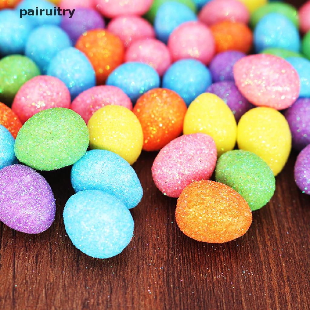 Prt 80pcs/bag Glitter Telur Paskah Warna Warni Busa Burung Merpati Telur DIY Craft Hadiah PRT