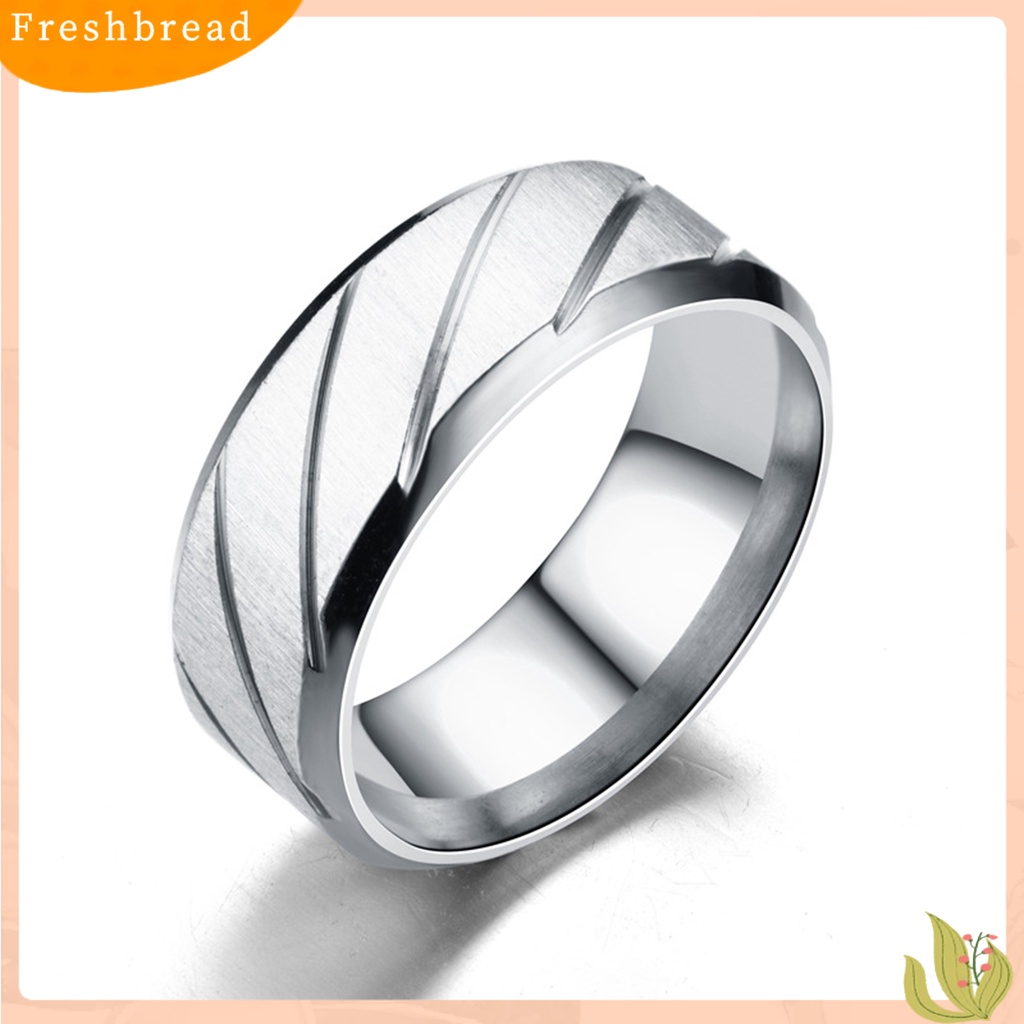 &lt; Freshbread &gt; Cincin Couple Pola Twill All-match Pengerjaan Halus Stainless Steel Geometris Mengkilap Unisex Rings Untuk Tunangan