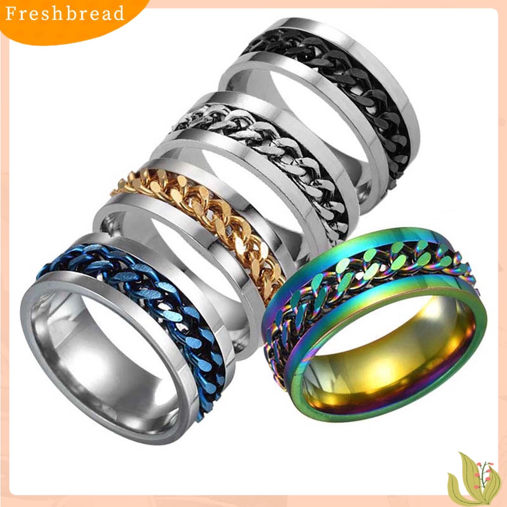 &lt; Freshbread &gt; Rantai Rotatable Chain Glittering Perhiasan Hadiah Pria Jari Cincin Untuk Club