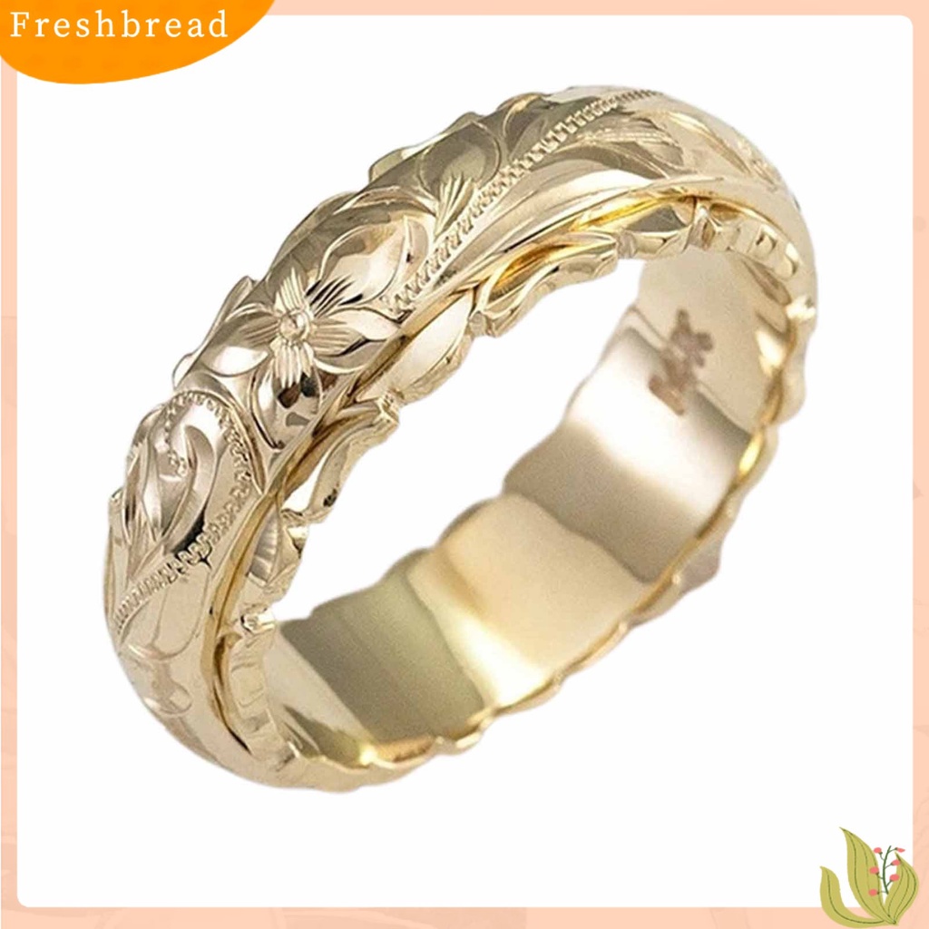 &lt; Freshbread &gt; Wedding Band Tangan Ukir Vintage Alloy Wanita Bunga Mawar Cincin Pertunangan