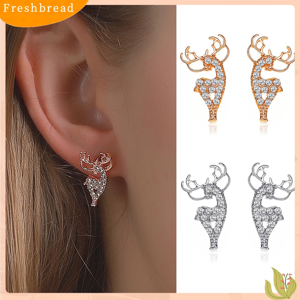 &lt; Freshbread &gt; Wanita Modis Elk Shape Ear Stud Earrings Perhiasan Aksesori Hadiah Natal