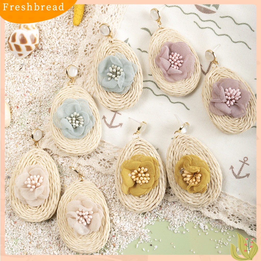 &lt; Freshbread &gt; 1pasang Anting Dikepang Bunga Permukaan Halus Dress-up Elegan Retro Bunga Anting Perempuan Untuk Liburan