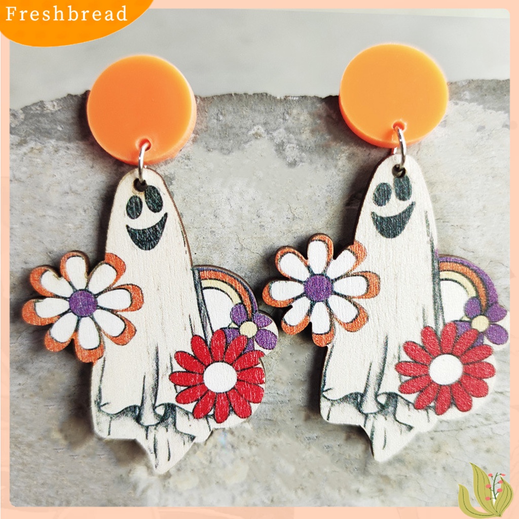 &lt; Freshbread &gt; 1pasang Anting Indah Desain Kartun Vintage Geometris catching Nyaman Dipakai Bentuk Labu Anting Menyenangkan Untuk Pesta