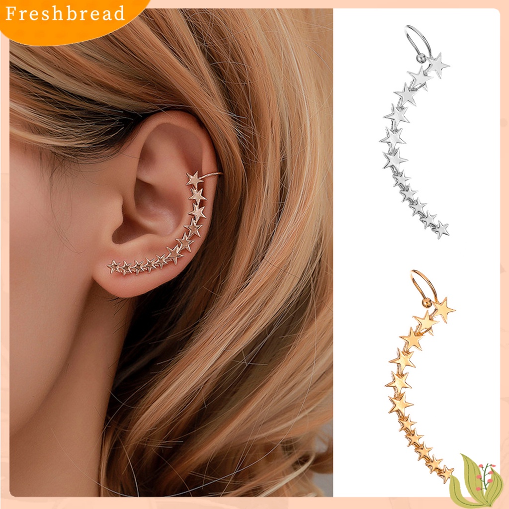 &lt; Freshbread &gt; 1pc Klip Anting Bentuk Bintang Warna Solid Ramah Untuk Kulit Anti-Cacat Indah Dekoratif Portabel Tahan Lama Ringan Wanita Stud Earrings Hadiah