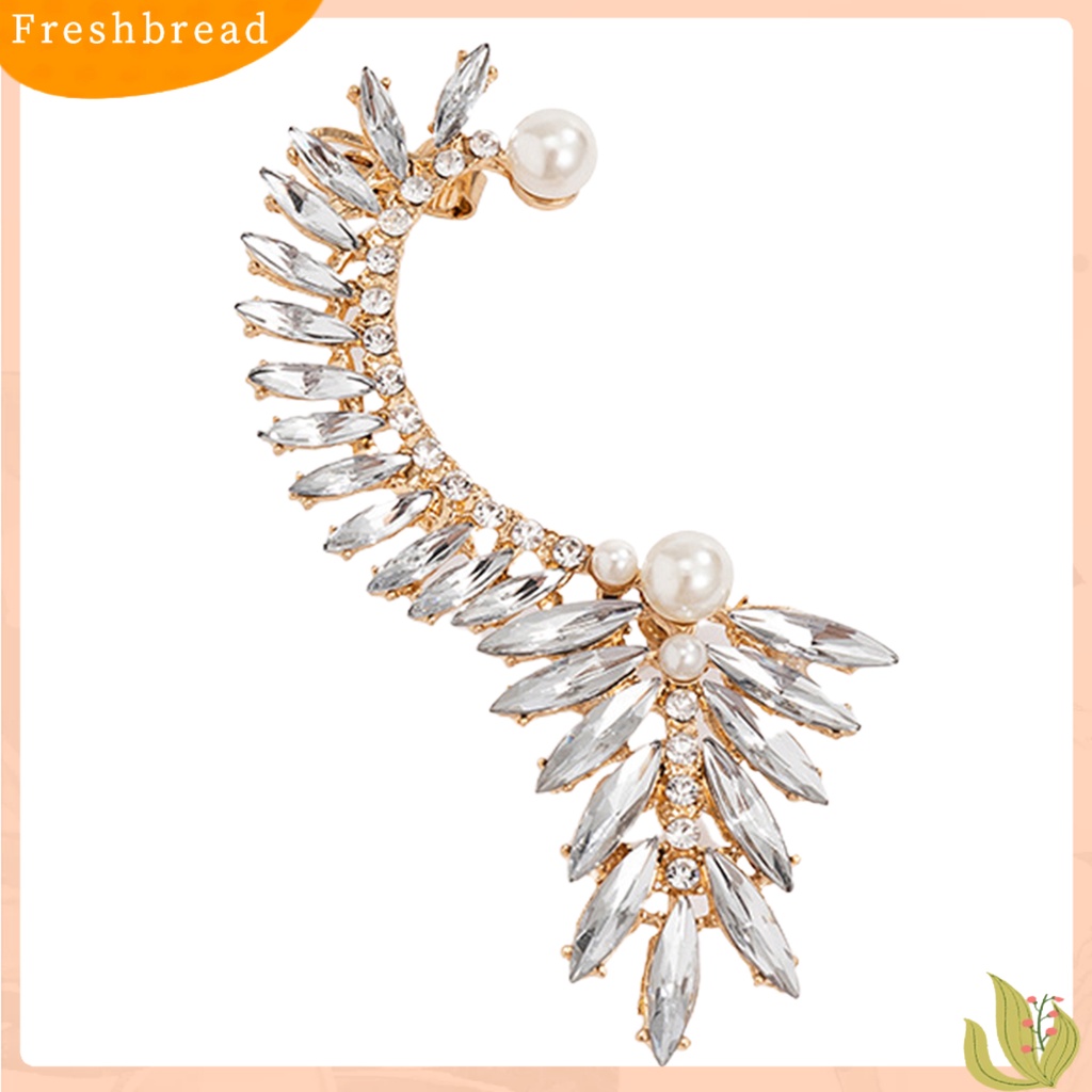 < Freshbread > 1Pc Klip Telinga Berlebihan Geometris Mengkilap Tinggi Berlian Imitasi Electroplating Ear Ornament Tanpa Tindik Fashion Kristal Imitasi Mutiara Auger Telinga Manset Perhiasan Aksesoris