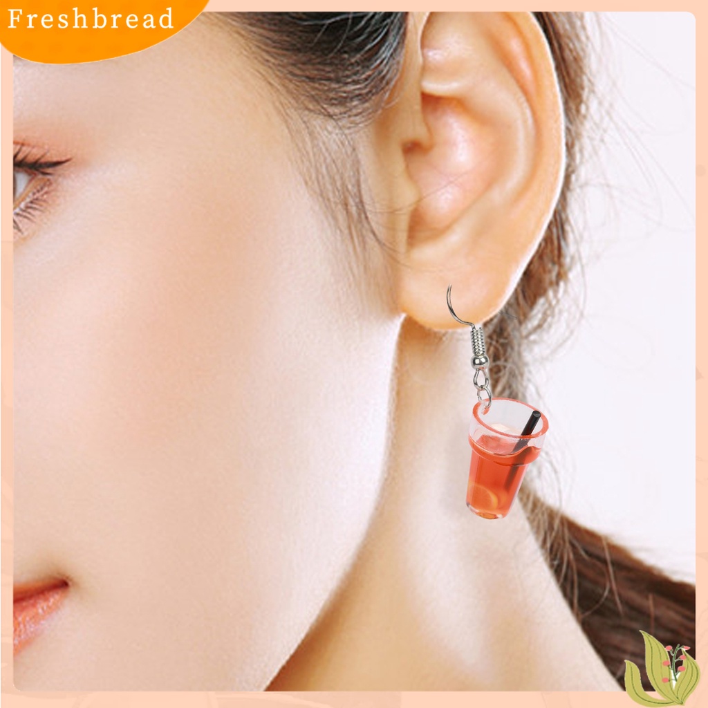 &lt; Freshbread &gt; 1pasang Drop Earrings Bentuk Indah Tahan Air Resin Anting Minum Jus Botol Liontin Telinga Perhiasan Hadiah Ulang Tahun