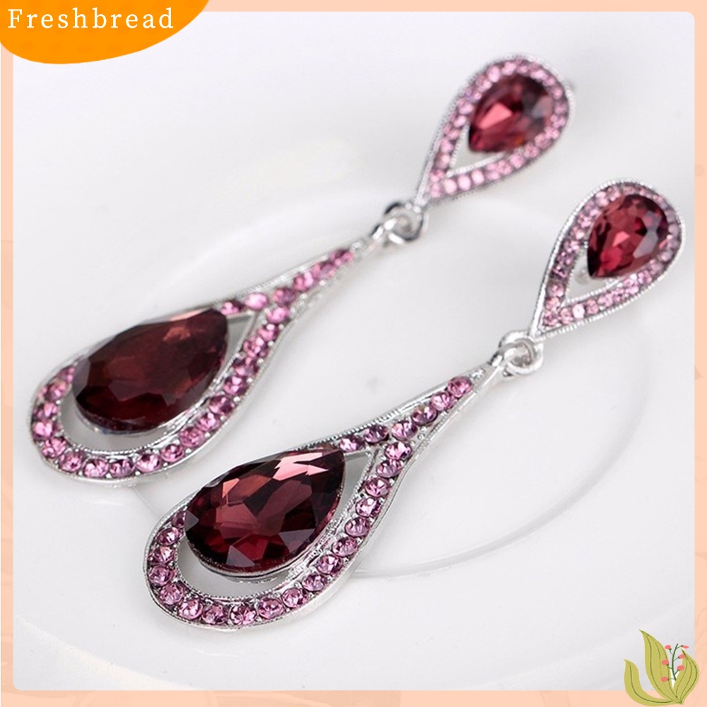 &lt; Freshbread &gt; Fashion Wanita Tetesan Air Imitasi Batu Permata Berlian Imitasi Liontin Stud Earrings Jewelry