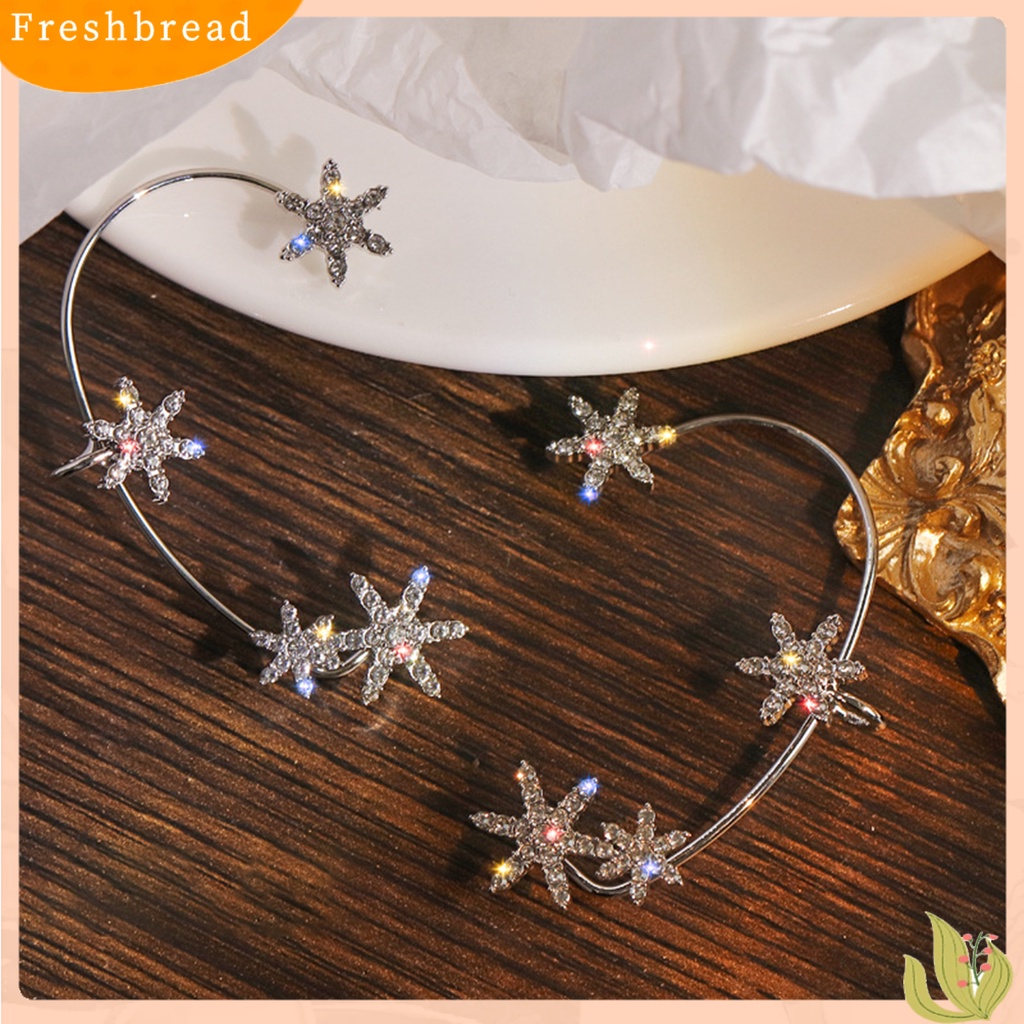 &lt; Freshbread &gt; 1Pc Pembungkus Telinga Anti Karat Hadiah Sempurna Alloy Cincin Telinga Berlian Imitasi Snowflake Halus Untuk Harian