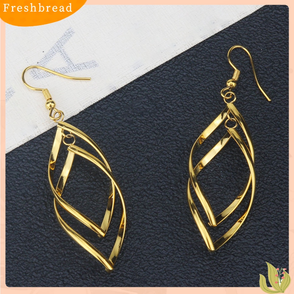 &lt; Freshbread &gt; 1pasang Anting Kait Spirals Belah Ketupat Perhiasan Halus Tahan Lama Drop Earrings Untuk Pakaian Sehari-Hari