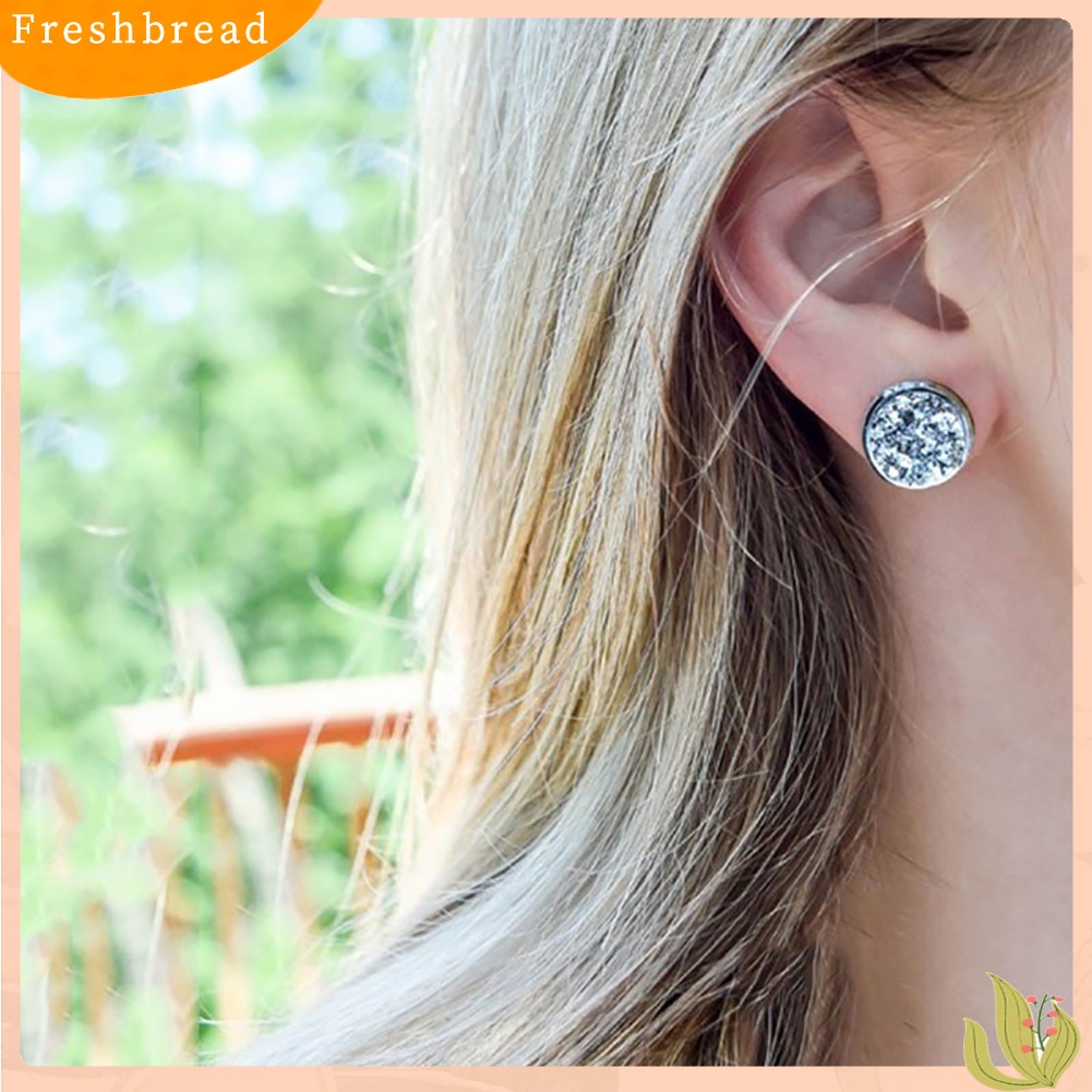 &lt; Freshbread &gt; Indah Bulat Zirkon Telinga Studs Wanita Gadis Pesta Anting Tindik Perhiasan Pesona