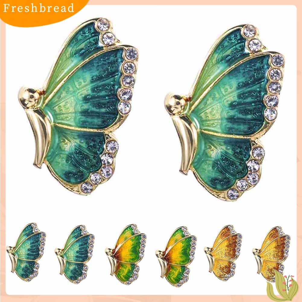 &lt; Freshbread &gt; Fashion Wanita Warna-Warni Kupu-Kupu Berlian Imitasi Enamel Pesona Stud Earrings Jewelry