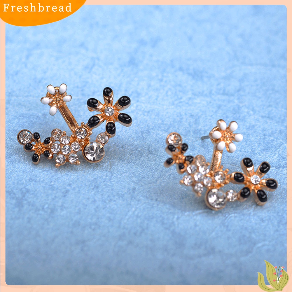 &lt; Freshbread &gt; Multicolor Elegan Wanita Berlian Imitasi Hias Bunga Anting Pesta Perjamuan Perhiasan