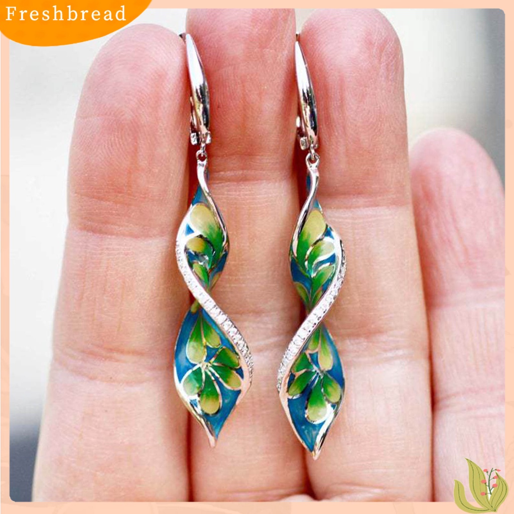 &lt; Freshbread &gt; 1pasang Anting Gesper Telinga Bentuk Spiral Lukisan Enamel Vintage Tahan Lama Fahsion Penampilan Anting Menjuntai Untuk Perjamuan