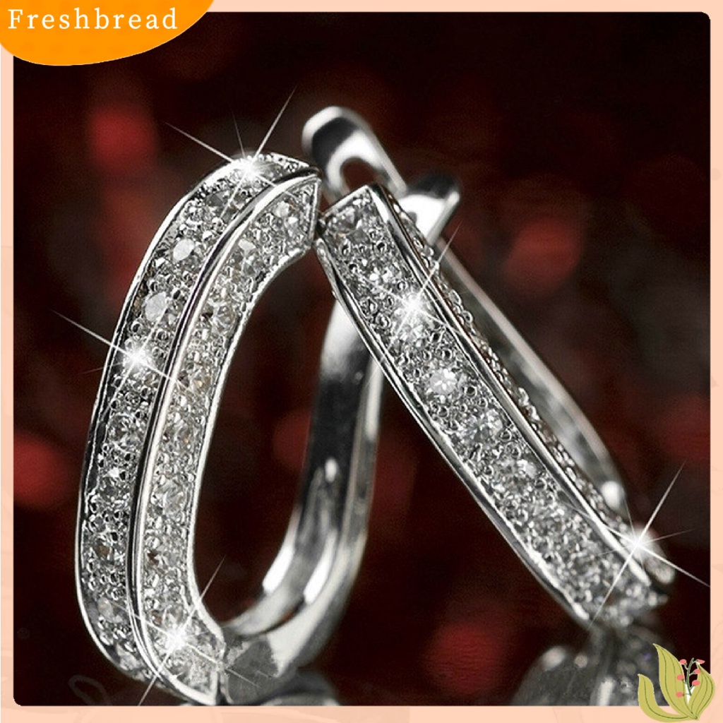 &lt; Freshbread &gt; 1pasang Anting Charm Bentuk Cincin Menarik Anting Huggie Mungil Untuk Wanita