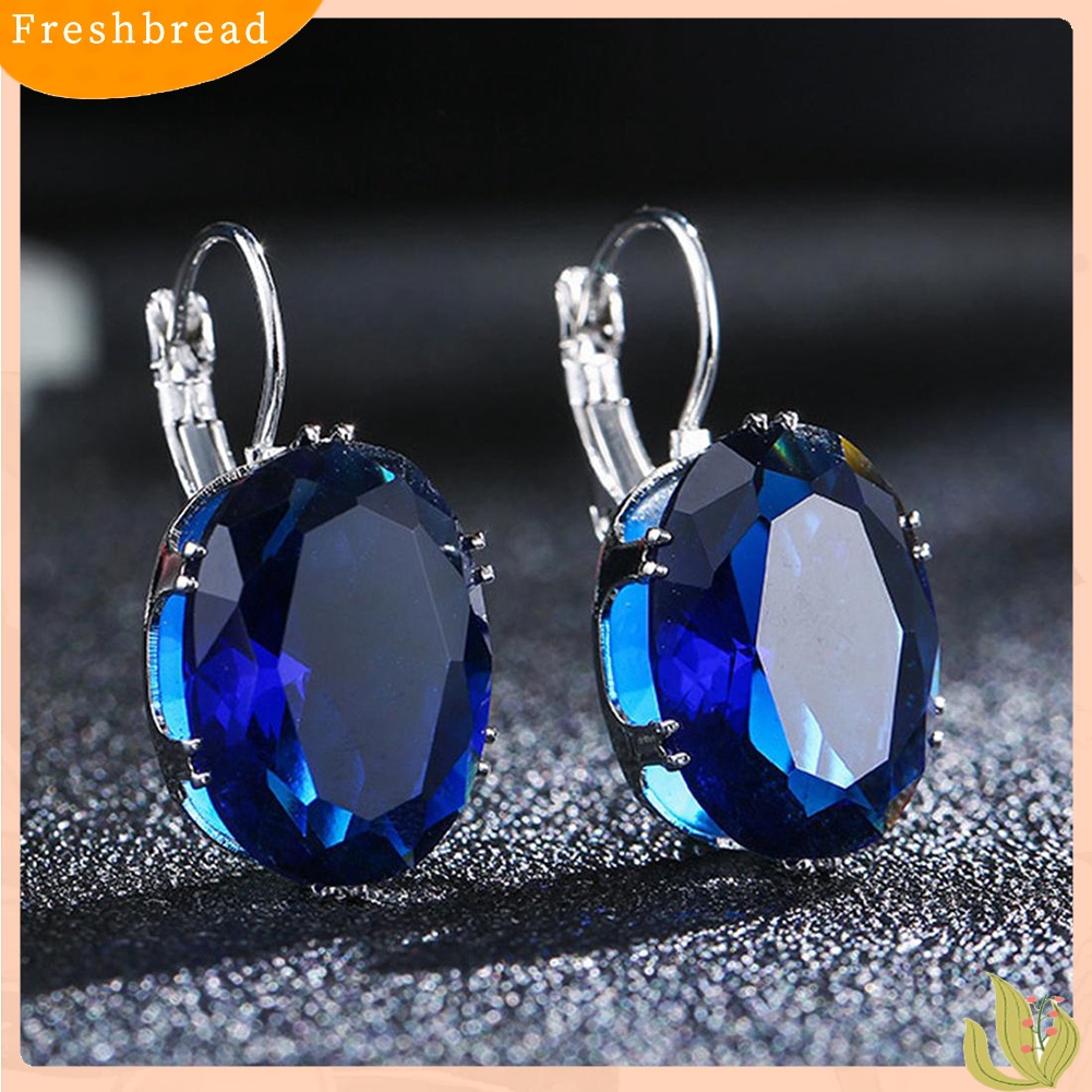 &lt; Freshbread &gt; Wanita Fashion Cubic Zirconia Menjuntai Huggie Anting Tindik Pesta Perhiasan Hadiah