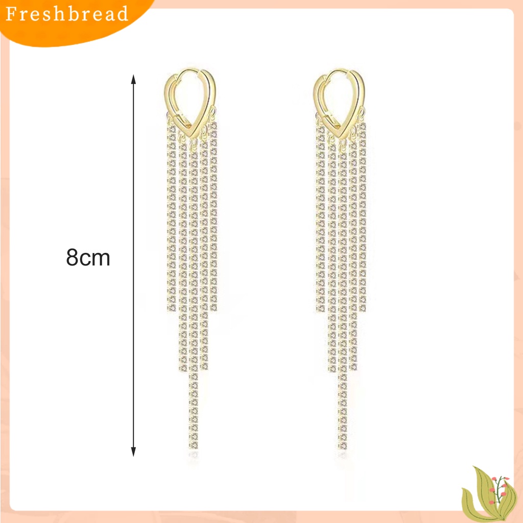 &lt; Freshbread &gt; 1pasang Wanita Anting Jumbai Berlian Imitasi Perhiasan Bersinar Anting Panjang Aksesoris Fashion