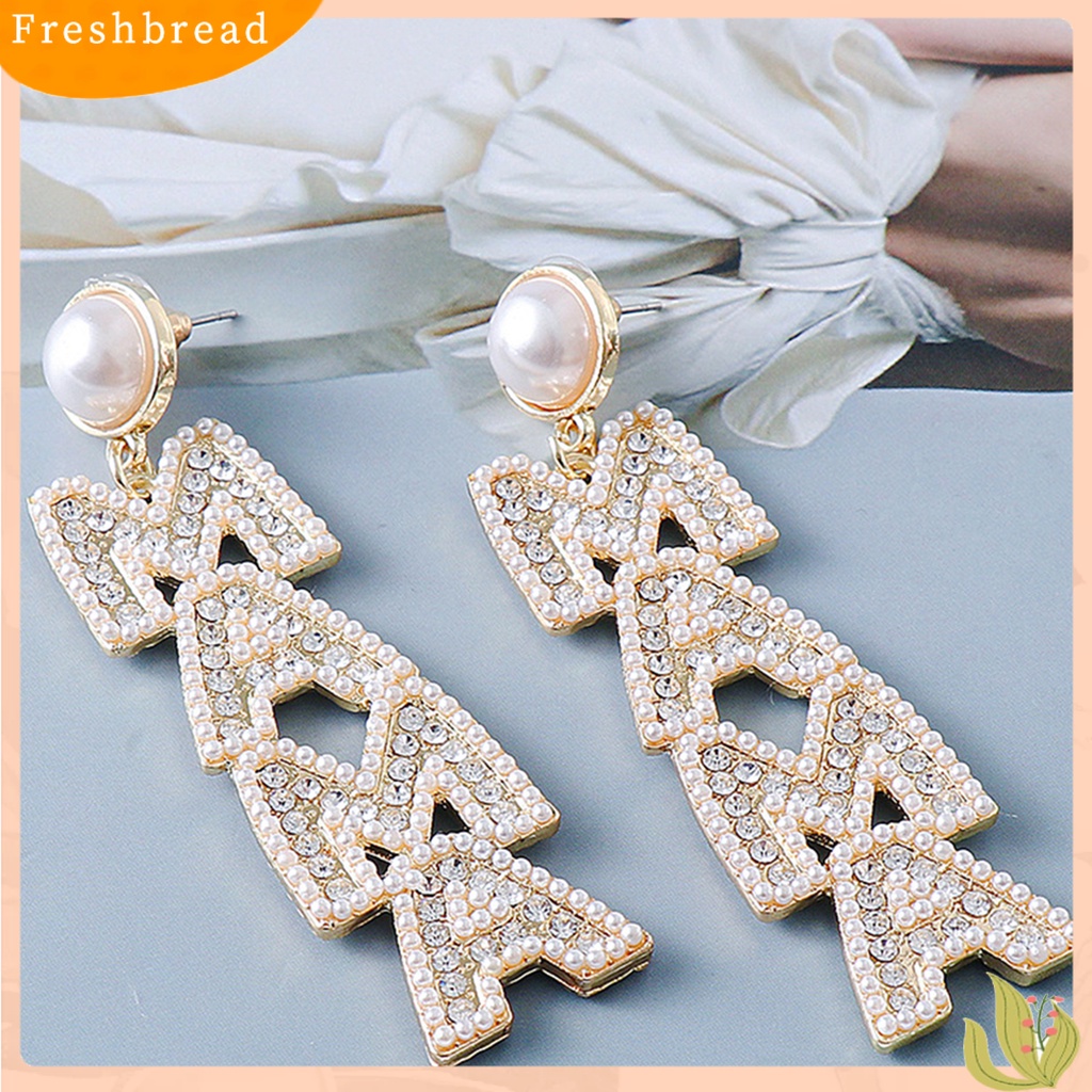 &lt; Freshbread &gt; 1pasang Anting Menjuntai Huruf Berlian Imitasi Berlebihan Anting Drop Panjang Elegan Untuk Pernikahan