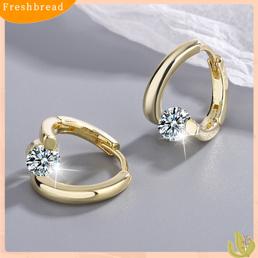 < Freshbread > 1pasang Wanita Anting Geometris Berlian Imitasi Perhiasan Berkilau Cubic zirconia Stud Earrings Hadiah Ulang Tahun