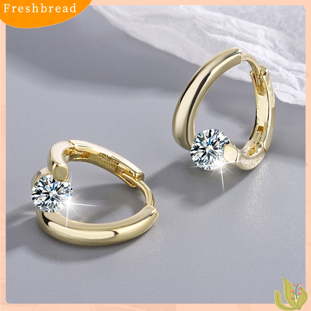 &lt; Freshbread &gt; 1pasang Wanita Anting Geometris Berlian Imitasi Perhiasan Berkilau Cubic zirconia Stud Earrings Hadiah Ulang Tahun