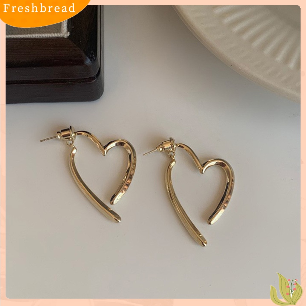 < Freshbread > 1pasang Anting Pejantan Dipoles Electroplating Minimalis Gaya Perancis Cinta Hati Wanita Menjuntai Anting Perhiasan Fashion